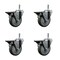 Service Caster 4'' Gray Poly Swivel 7/16'' Grip Ring Stem Caster Set with Brake, 4PK SCC-GR20S414-PPUB-PLB-716138-4 - alternate 1